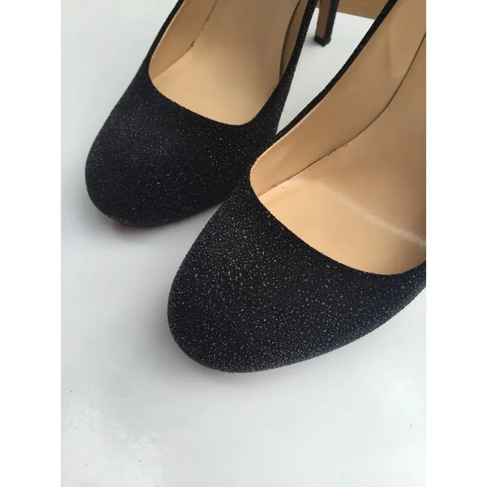KATE SPADE Sparkly Black Dressy Evening Comfy Heels Pumps Classic 8 ITALY